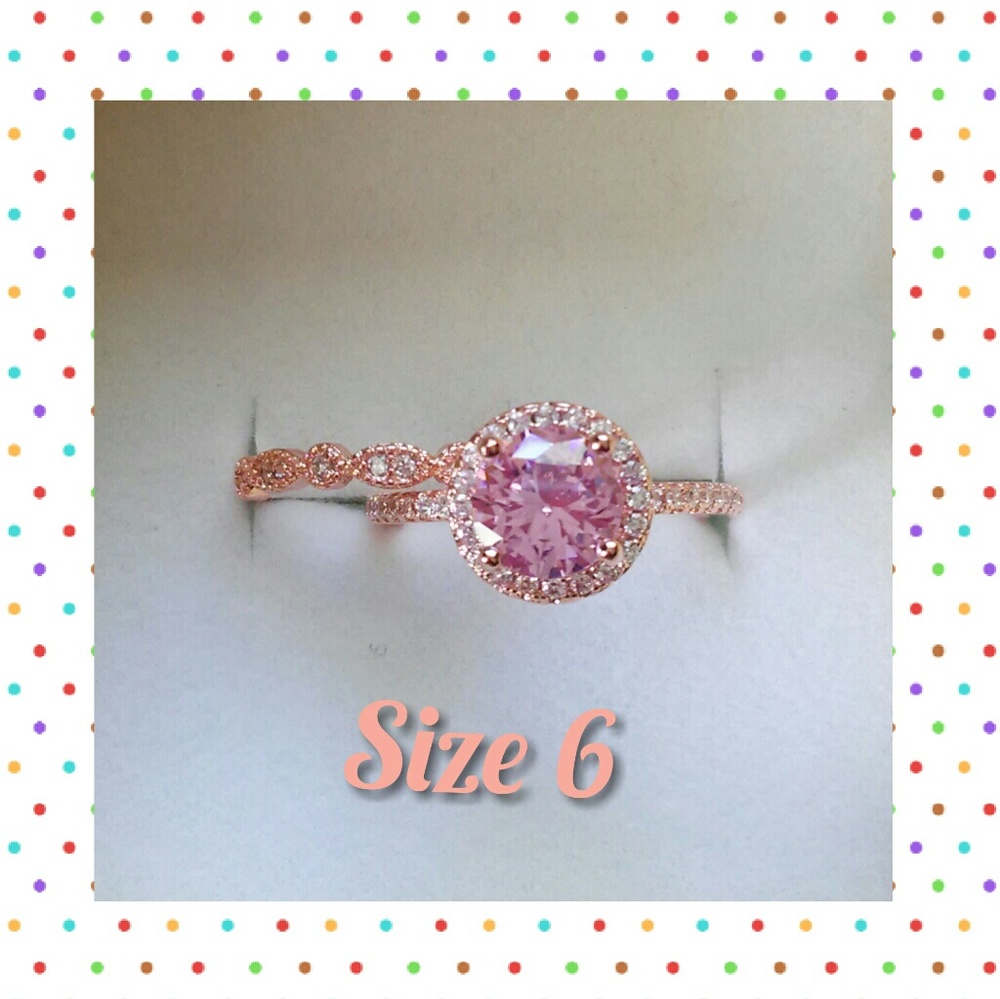 2 CT 14K Rose Gold Morganite Bridal Set